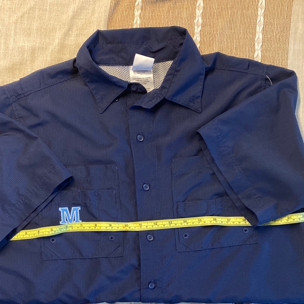 Pro Edge Navy Blue Umaine Casual Button Down Shirt